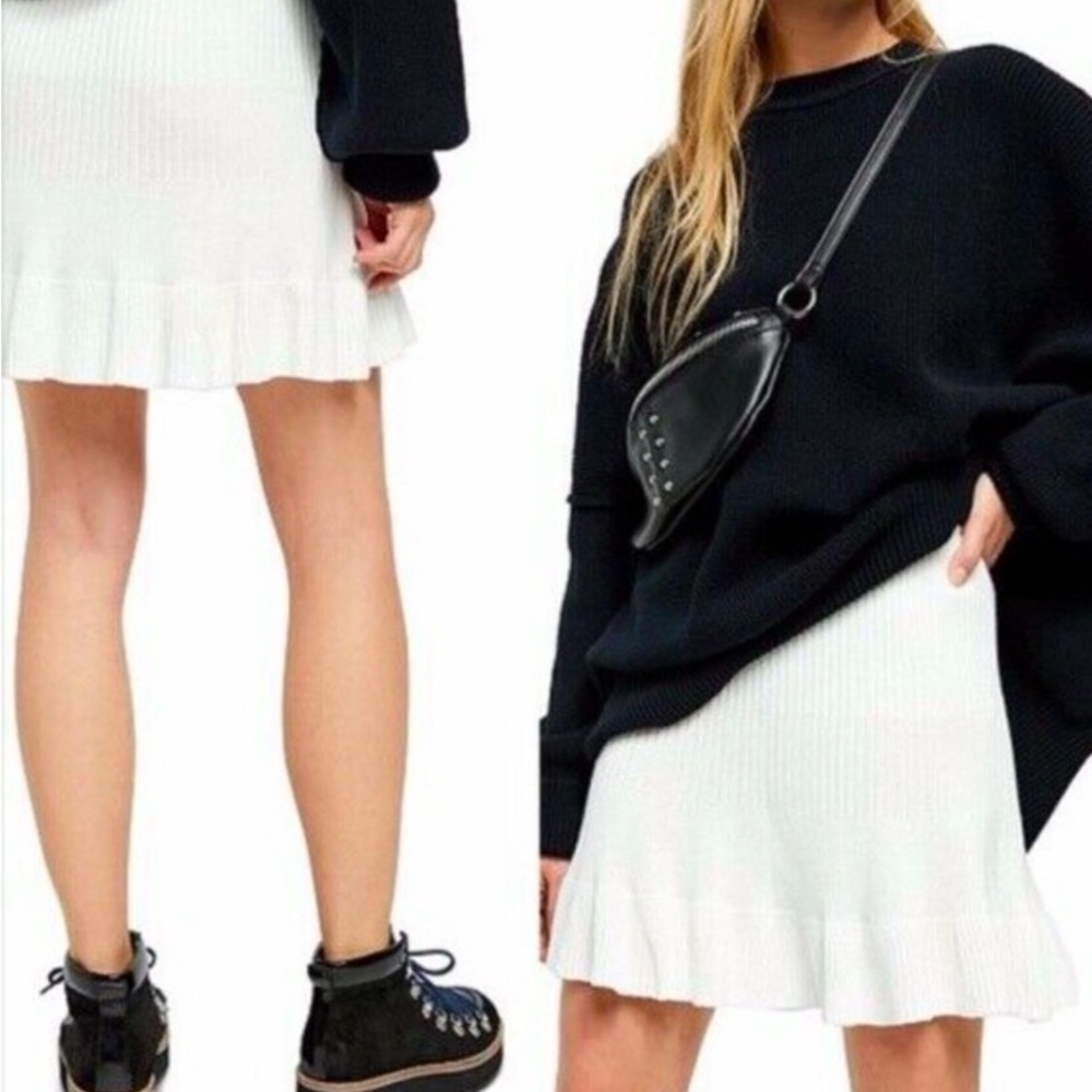 Free People White Above-Knee Fit and Flare Skirt NWOT